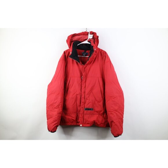 Vintage 90s Ralph Lauren Mens 2XL Spell Out Duck Down Puffer Bomber Jacket Red